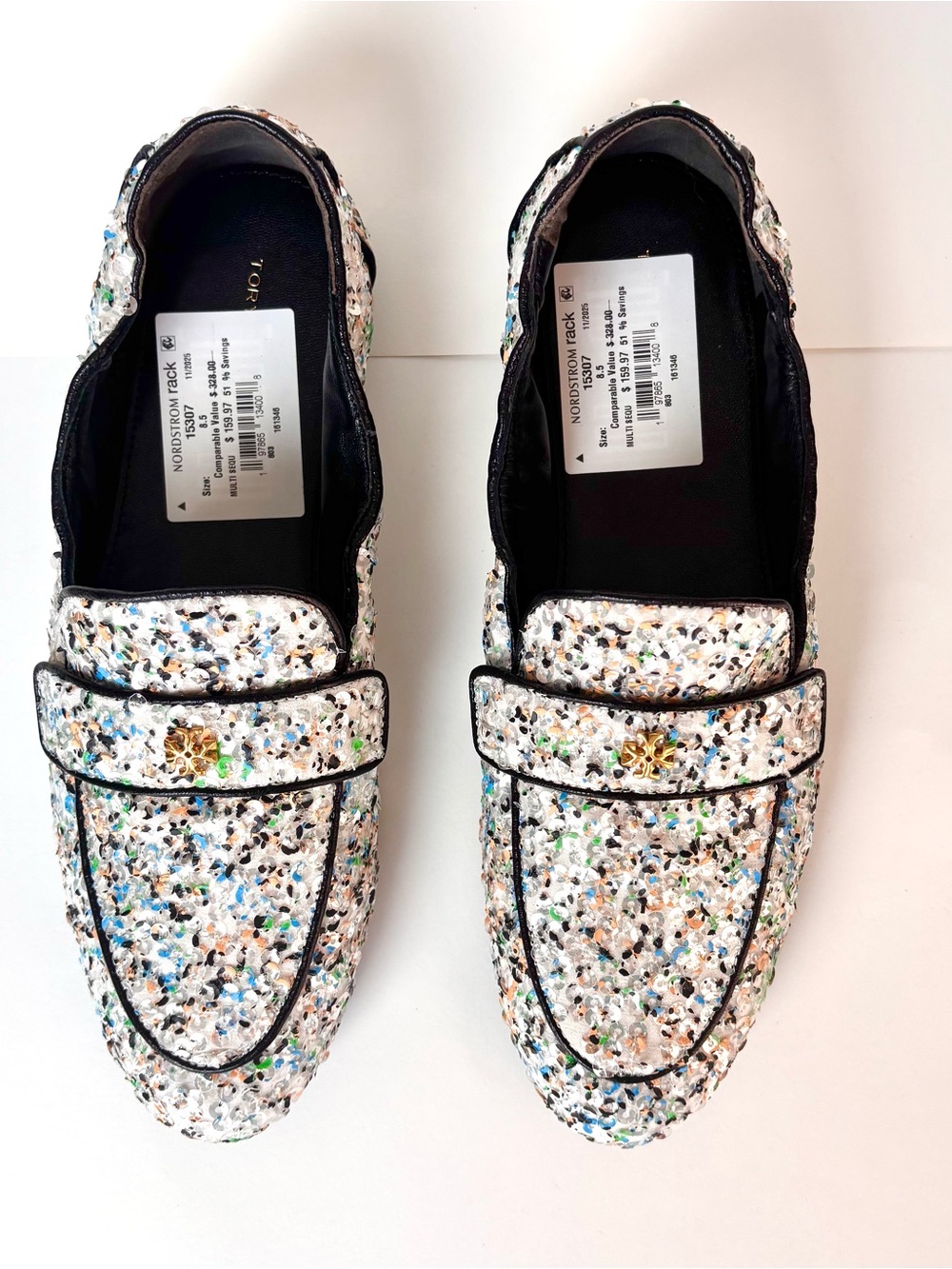 Tory Burch Minnie Ballet Sequined Loafers Flats New - Picture 4 of 7